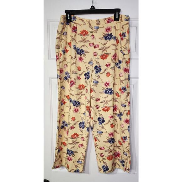 Allyson Whitmore Floral Linen Blend Ankle Pants Size M NWT - Picture 1 of 6